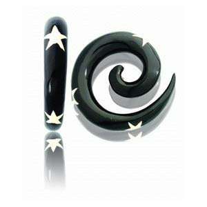  Organic Black Horn Spiral Stars Tapers   2g (6.5mm)   Sold 