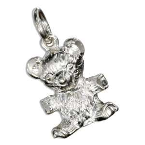  Sterling Silver Diamond Cut Teddy Bear Charm. Jewelry