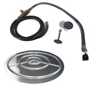  36 SS Fire Pit Ring Burner Kit with Pan NG Connection Kit 