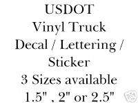 US DOT # Vinyl Truck Lettering / Stickers Decal Pair  