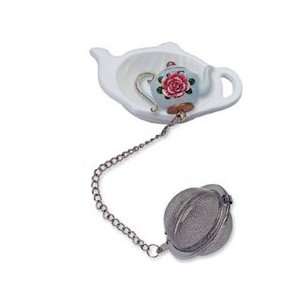 Teaball with Tea Bag Holder   Rose Design  Kitchen 