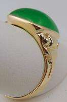 MENS RING ANTIQUE VINTAGE DECO COLLECTIBLE JADE 10K YELLOW GOLD  