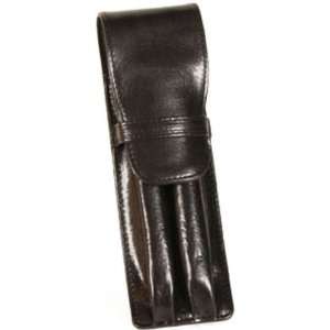  Aston Leather Double Pen Case Black