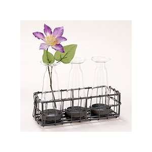  3 Bud Vases with Wire Caddy