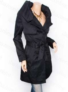  Double Breasted Collared Tiered Lined Belt Peacoat 