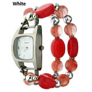  Interchangeale Beaded Band and Watch Face, 6.5IN, White 