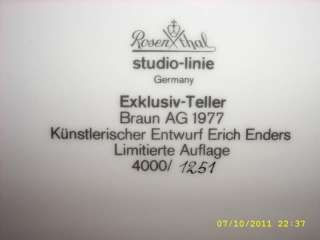 Rosenthal studio linie Germany Exklusiv Wand Teller BRAUN AG in 