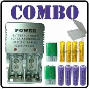 Combo 4 AA + 4 AAA + 2 9V Rechargeable Battery +Charger  