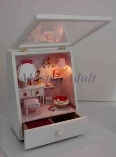 Dollhouse Miniature DRESSING ROOM Music Box DIY with Drawer, Furniture 