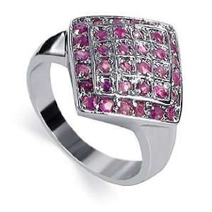 Sterling Silver Round Shaped Cute Ruby Gemstone Polished Finished Band 