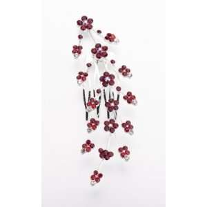  Lrg Jeweled Hair Comb   Red Beauty