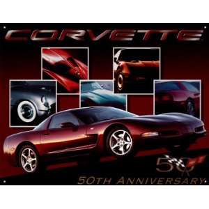  Chevrolet Chevy Corvette 50th Anniversary Tin Sign Poster 