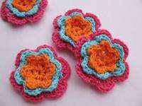 20pcs New Motley 3 Layer Crochet Flower Appliques  