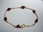 14KT GOLD GENUINE AZABACHE & CORAL CHILDRENS BRACLET  