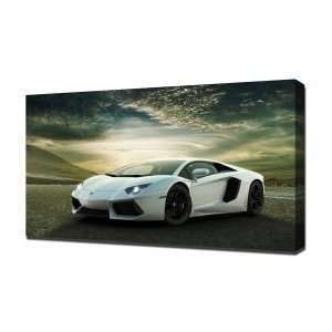White Lamborghini   Canvas Art   Framed Size 16x24   Ready To Hang