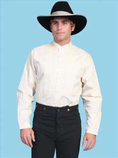 RW032Ids Scully Old Western Cowboy Shirt Ivory Rangewear Banded Collar 