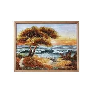  Amber Decorated Water Painting with Colored Frame 15.7 X 