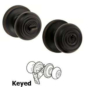  Keyed cambridge knob with ketme rose in oil rubbed bronze 