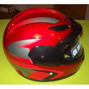 DOT Approved Kids Atv/4 Wheeler Helmet (red w/ red stripes)  