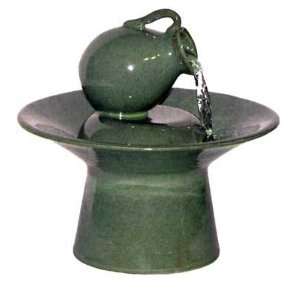  Fountains ~ Green Ceramic Tea Pot Tabletop Water Fountain Home