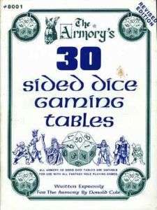 AD&D THE ARMORY 30 SIDED DICE GAMING TABLES 8001 REVISED Dungeons 