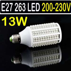 E27 13W 263 LED 200 230V Corn Light Bulb White 1050LM  