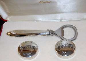 Rare Cartier Sterling Silver Bottle Opener w/ Two Caps  