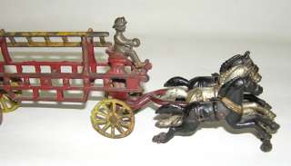 Rare Kenton Cast Iron Horse Drawn 316 Fire Ladder Wagon  