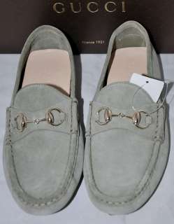   GUCCI Brand New and Authentic Gucci Green Suede Horsebit Moccasins