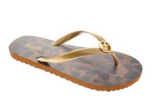   Michael Kors NEW MK Flip Flop Womens Flip Flops Sandals Gold Medium 7