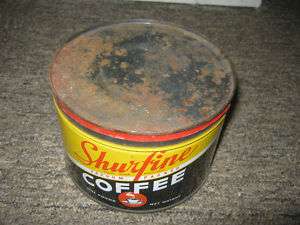 1935 National Retailer Shurfine Coffee Can 1 Pound  