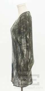 Helmut Lang Green & Charcoal Grey Print Long Sleeve Top Size P  
