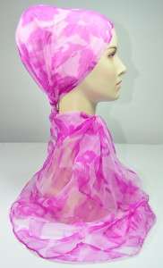 BrandNew Silk Oblong Scarf Shawl Hijab Deep Pink Floral  