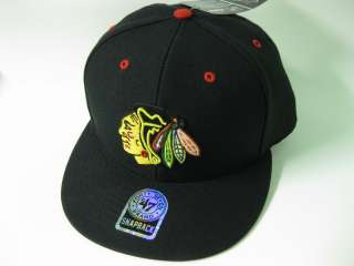 NWT NHL Chicago Blackhawks Black/Gold/Red Snapback Hat 47 Brand  
