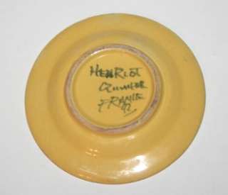 Antique Henriot Quimper Soleil Yellow RARE Condiment Mustard Jar w 