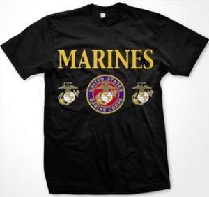   States Marine Corps Womens Ladies T Shirt USMC Portal Emblem USA Tees