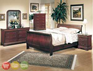 Louis Philippe King Cherry Bed Bedroom Furniture Set  