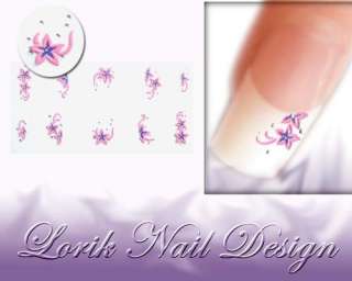 Nail Tattoo Sticker für Nageldesign Blumen in Rosa mit Blau Nr 4066 