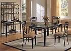 pc metal and glass dining room table set with slate stone inserts
