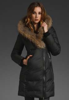 MACKAGE Kay Puffy Coat with Fur Hood in Black  