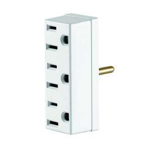 Leviton White Triple Outlet Adapter R54 00697 00W  