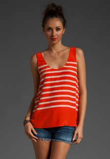 JOIE Placed Stripe Topaza Tank in Tunisian Red & Porcelain at Revolve 