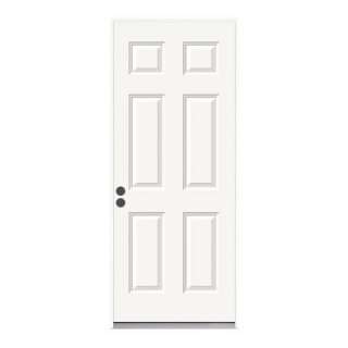 JELD WEN 6 Panel White Prehung Right Hand Inswing Fire Door With 