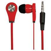 iCandy Flat Wire Earphones With Microphone Red