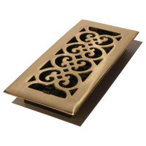 Decor Grates 4 in. x 12 in. Bright Solid Brass Floor Register HS412 at 