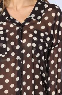 Free People The Polka Dot Easy Rider Button Down Top in Black 