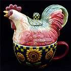 Rooster & Sunflower ~ Tea 4 One ~ Stacked Teapot ~ Susan Winget