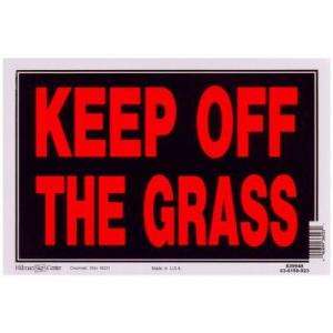 Hillman 8 In. X 12 In. Red and White Plastic Keep Off Grass Sign 