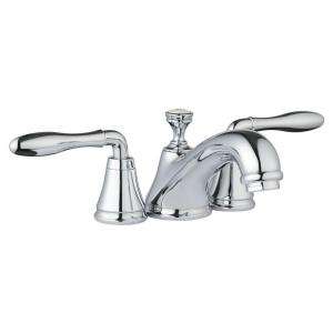 GROHE Seabury 4 in. 2 Handle Low Arc Bathroom Faucet in Starlight 