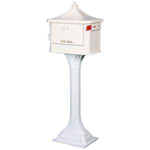 Gibraltar Mailboxes Pedestal Mailbox and Post Combo   White PED0000W 